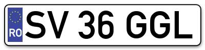 Placuta inmatriculare numar auto  SV-36-GGL, SV 36 GGL, SV36GGL