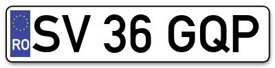 Placuta inmatriculare numar auto  SV-36-GQP, SV 36 GQP, SV36GQP