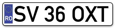 Placuta inmatriculare numar auto  SV-36-OXT, SV 36 OXT, SV36OXT