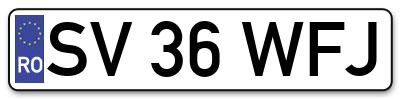 Placuta inmatriculare numar auto  SV-36-WFJ, SV 36 WFJ, SV36WFJ