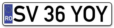 Placuta inmatriculare numar auto  SV-36-YOY, SV 36 YOY, SV36YOY