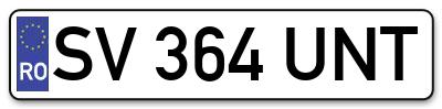 Placuta inmatriculare numar auto  SV-364-UNT, SV 364 UNT, SV364UNT