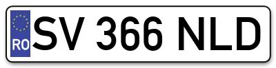 Placuta inmatriculare numar auto  SV-366-NLD, SV 366 NLD, SV366NLD