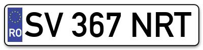 Placuta inmatriculare numar auto  SV-367-NRT, SV 367 NRT, SV367NRT