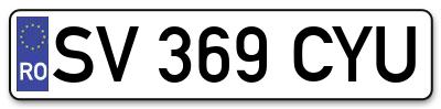 Placuta inmatriculare numar auto  SV-369-CYU, SV 369 CYU, SV369CYU