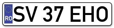 Placuta inmatriculare numar auto  SV-37-EHO, SV 37 EHO, SV37EHO