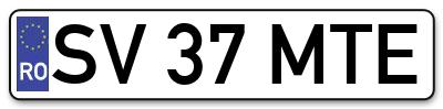Placuta inmatriculare numar auto  SV-37-MTE, SV 37 MTE, SV37MTE