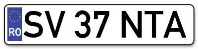 Placuta inmatriculare numar auto  SV-37-NTA, SV 37 NTA, SV37NTA