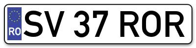 Placuta inmatriculare numar auto  SV-37-ROR, SV 37 ROR, SV37ROR