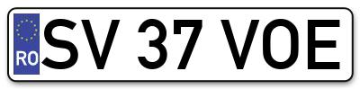 Placuta inmatriculare numar auto  SV-37-VOE, SV 37 VOE, SV37VOE