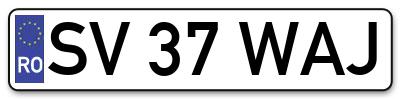Placuta inmatriculare numar auto  SV-37-WAJ, SV 37 WAJ, SV37WAJ
