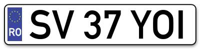 Placuta inmatriculare numar auto  SV-37-YOI, SV 37 YOI, SV37YOI