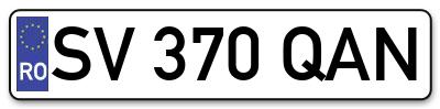 Placuta inmatriculare numar auto  SV-370-QAN, SV 370 QAN, SV370QAN