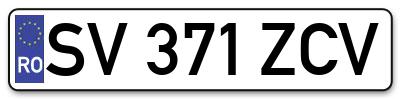 Placuta inmatriculare numar auto  SV-371-ZCV, SV 371 ZCV, SV371ZCV