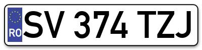 Placuta inmatriculare numar auto  SV-374-TZJ, SV 374 TZJ, SV374TZJ
