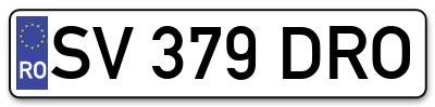 Placuta inmatriculare numar auto  SV-379-DRO, SV 379 DRO, SV379DRO