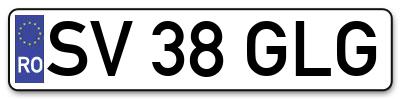 Placuta inmatriculare numar auto  SV-38-GLG, SV 38 GLG, SV38GLG