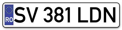 Placuta inmatriculare numar auto  SV-381-LDN, SV 381 LDN, SV381LDN