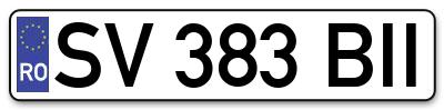 Placuta inmatriculare numar auto  SV-383-BII, SV 383 BII, SV383BII