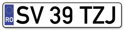 Placuta inmatriculare numar auto  SV-39-TZJ, SV 39 TZJ, SV39TZJ