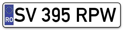 Placuta inmatriculare numar auto  SV-395-RPW, SV 395 RPW, SV395RPW