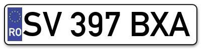 Placuta inmatriculare numar auto  SV-397-BXA, SV 397 BXA, SV397BXA