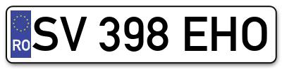 Placuta inmatriculare numar auto  SV-398-EHO, SV 398 EHO, SV398EHO