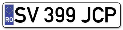 Placuta inmatriculare numar auto  SV-399-JCP, SV 399 JCP, SV399JCP