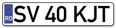Placuta inmatriculare numar auto  SV-40-KJT, SV 40 KJT, SV40KJT