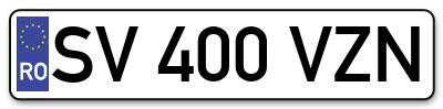 Placuta inmatriculare numar auto  SV-400-VZN, SV 400 VZN, SV400VZN