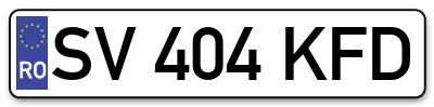 Placuta inmatriculare numar auto  SV-404-KFD, SV 404 KFD, SV404KFD