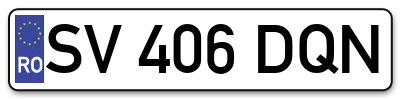 Placuta inmatriculare numar auto  SV-406-DQN, SV 406 DQN, SV406DQN