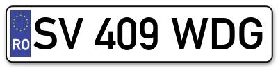 Placuta inmatriculare numar auto  SV-409-WDG, SV 409 WDG, SV409WDG