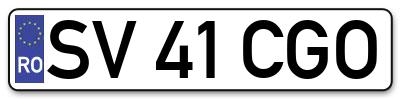 Placuta inmatriculare numar auto  SV-41-CGO, SV 41 CGO, SV41CGO