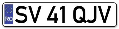 Placuta inmatriculare numar auto  SV-41-QJV, SV 41 QJV, SV41QJV