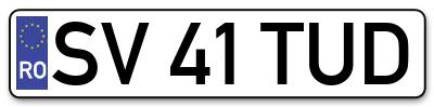 Placuta inmatriculare numar auto  SV-41-TUD, SV 41 TUD, SV41TUD
