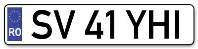 Placuta inmatriculare numar auto  SV-41-YHI, SV 41 YHI, SV41YHI