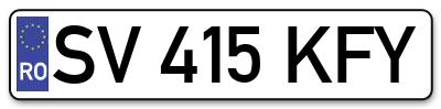 Placuta inmatriculare numar auto  SV-415-KFY, SV 415 KFY, SV415KFY