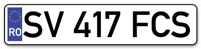 Placuta inmatriculare numar auto  SV-417-FCS, SV 417 FCS, SV417FCS
