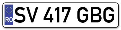 Placuta inmatriculare numar auto  SV-417-GBG, SV 417 GBG, SV417GBG