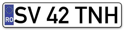 Placuta inmatriculare numar auto  SV-42-TNH, SV 42 TNH, SV42TNH