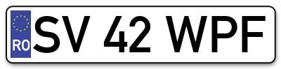 Placuta inmatriculare numar auto  SV-42-WPF, SV 42 WPF, SV42WPF