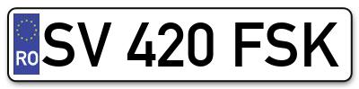 Placuta inmatriculare numar auto  SV-420-FSK, SV 420 FSK, SV420FSK