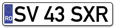 Placuta inmatriculare numar auto  SV-43-SXR, SV 43 SXR, SV43SXR