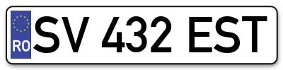 Placuta inmatriculare numar auto  SV-432-EST, SV 432 EST, SV432EST