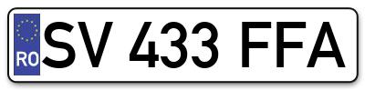 Placuta inmatriculare numar auto  SV-433-FFA, SV 433 FFA, SV433FFA
