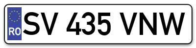Placuta inmatriculare numar auto  SV-435-VNW, SV 435 VNW, SV435VNW