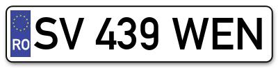 Placuta inmatriculare numar auto  SV-439-WEN, SV 439 WEN, SV439WEN