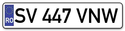 Placuta inmatriculare numar auto  SV-447-VNW, SV 447 VNW, SV447VNW