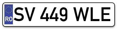 Placuta inmatriculare numar auto  SV-449-WLE, SV 449 WLE, SV449WLE